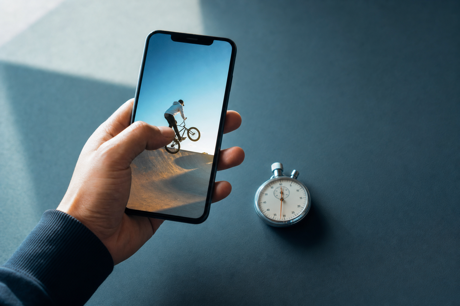 A smartphone showing an Instagram Reel with a bold on-screen hook in the first frame