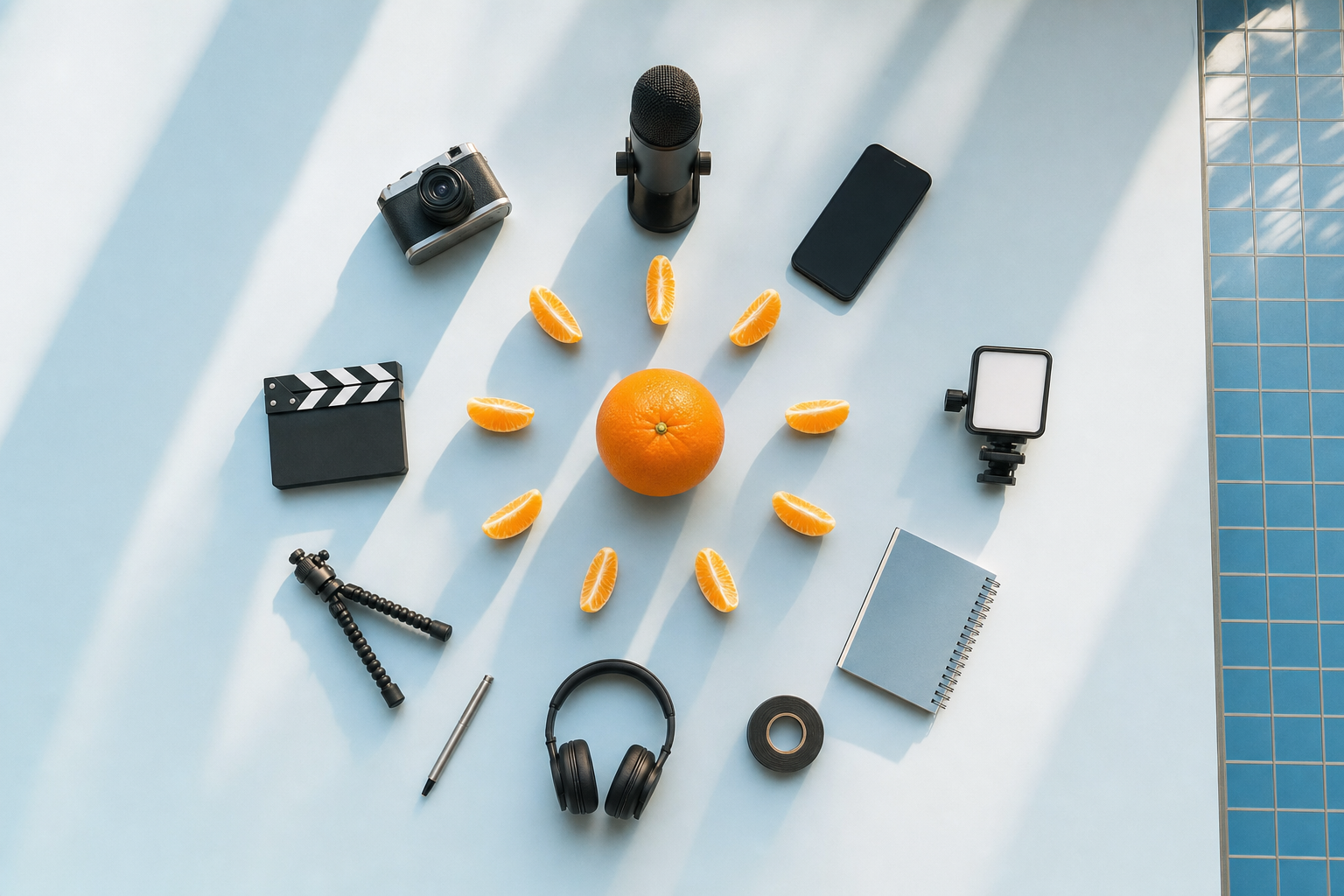A solo founder at a desk turning one sticky note idea into a fan of multiple social content formats